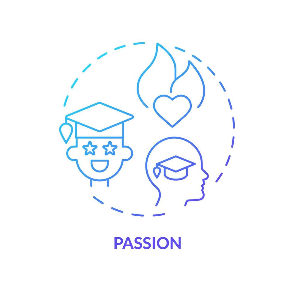 2D gradient passion icon, creative isolated vector, thin line illustration representing extracurricular activities. vector