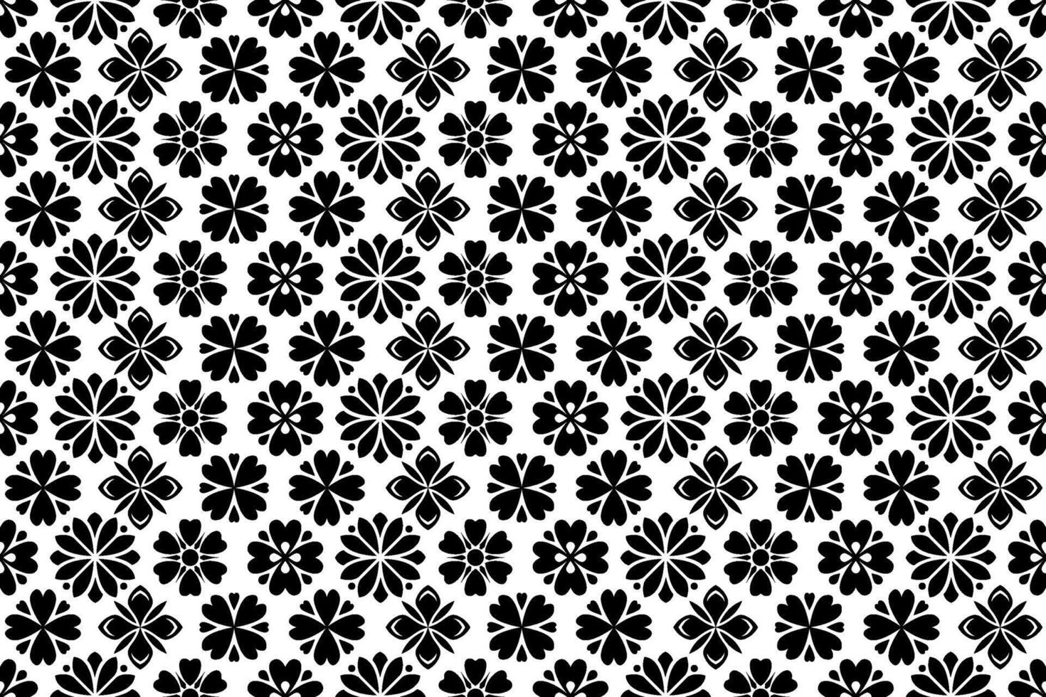 Black and white floral pattern. Abstract seamless repeating pattern with stylized flowers. vector