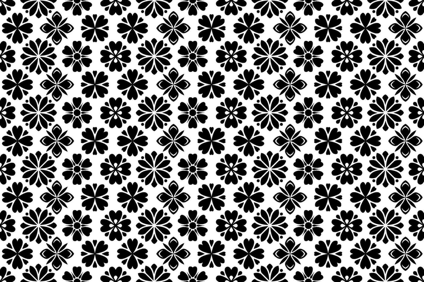 Black and white floral pattern. Abstract seamless repeating pattern with stylized flowers. vector