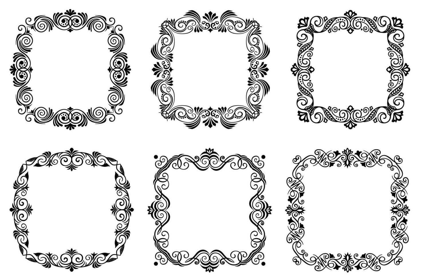 Decorative vintage abstract frames and borders set, vector ornamental designs collection. Calligraphy, elegant and luxury linear frames and borders, copy space for your images and text.