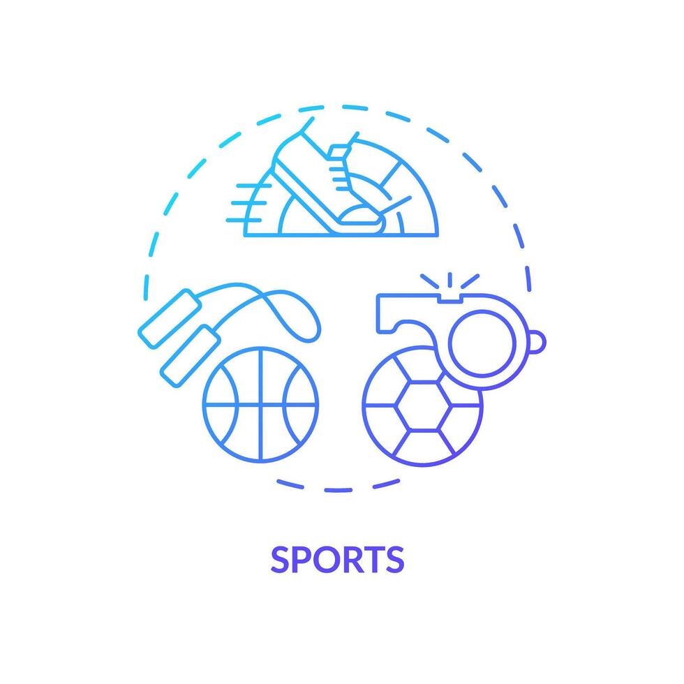 2D gradient sports icon, creative isolated vector, thin line illustration representing extracurricular activities. vector