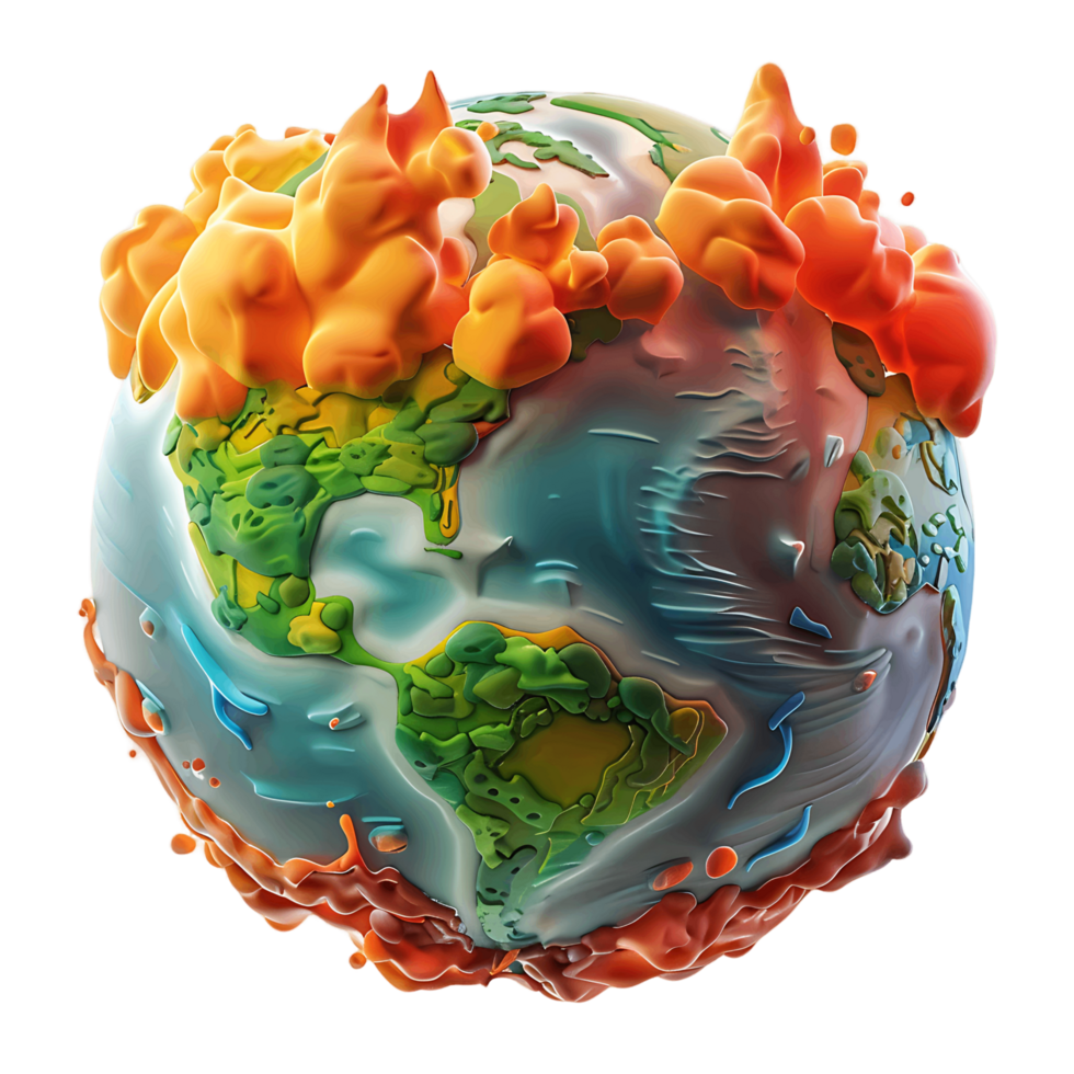 AI generated 3D Render of Earth Symbolizing Global Warming png