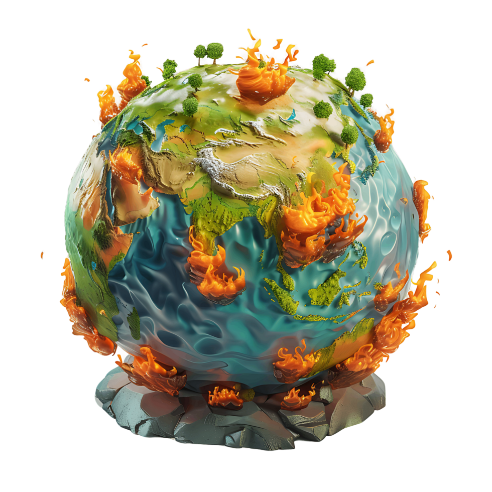 AI generated Global Warming Impact on Earth3D Globe Illustration png