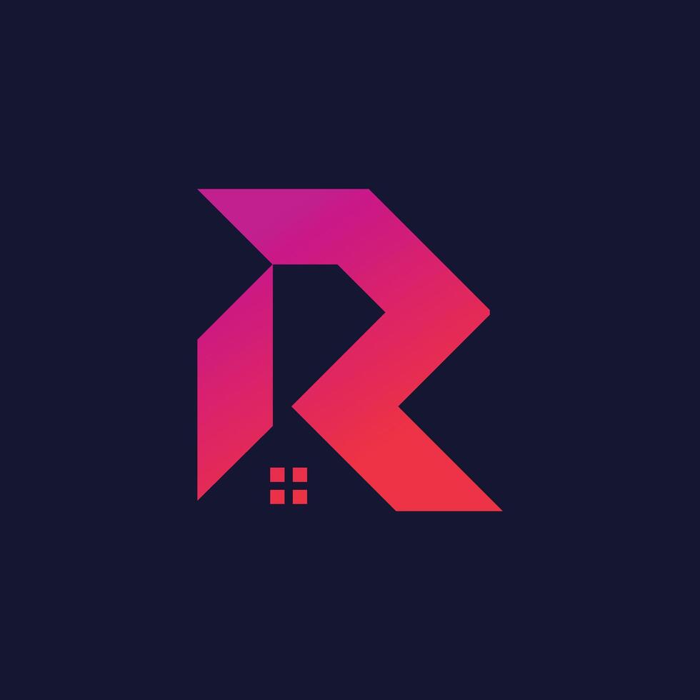 Letter R design element vector icon idea with creative house concept