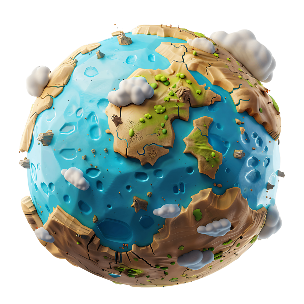 AI generated Manufacturing and Pollution 3D Earth Concept png