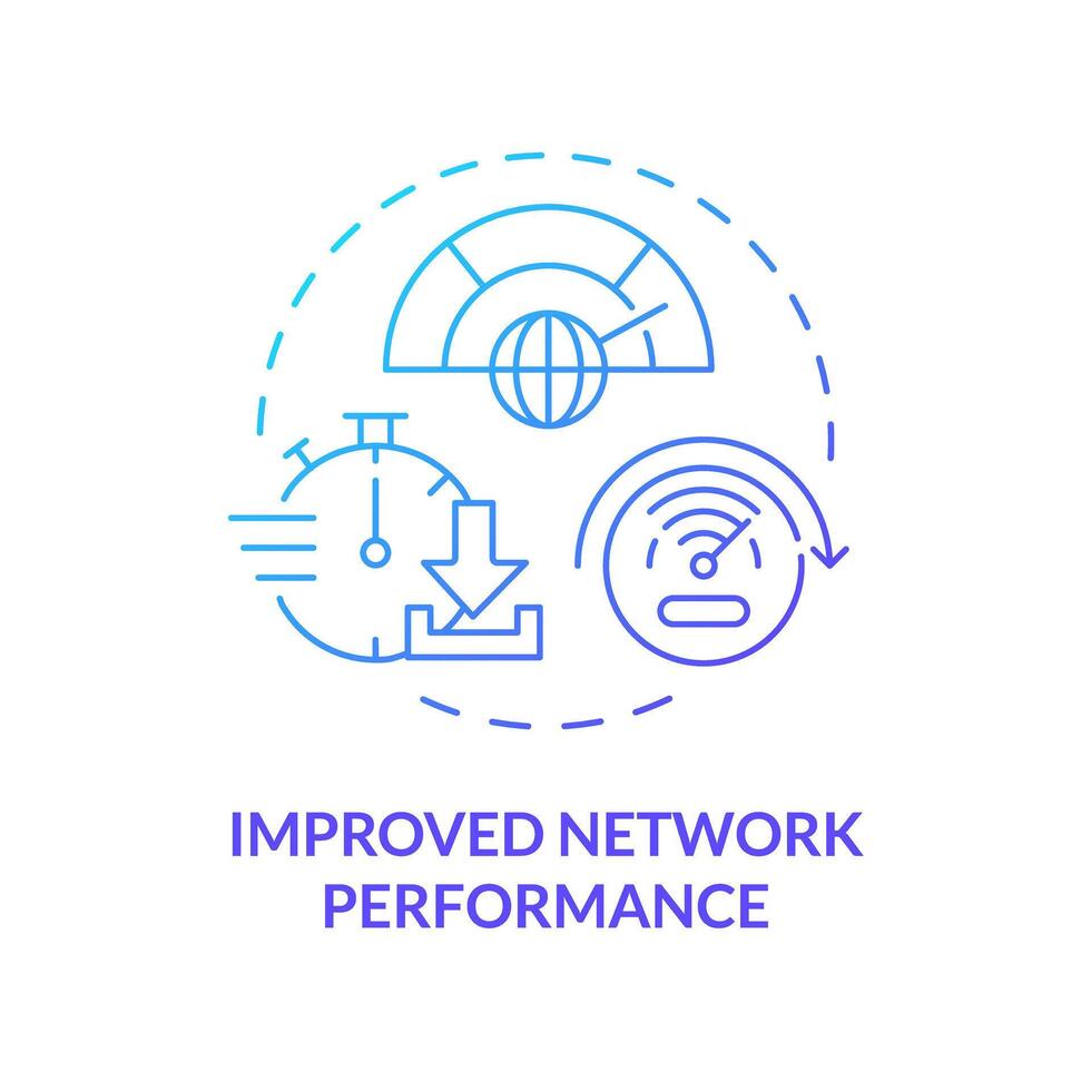 Network performance blue gradient concept icon. Internet connection monitoring. Log analyzing, process improvement. Round shape line illustration. Abstract idea. Graphic design. Easy to use vector