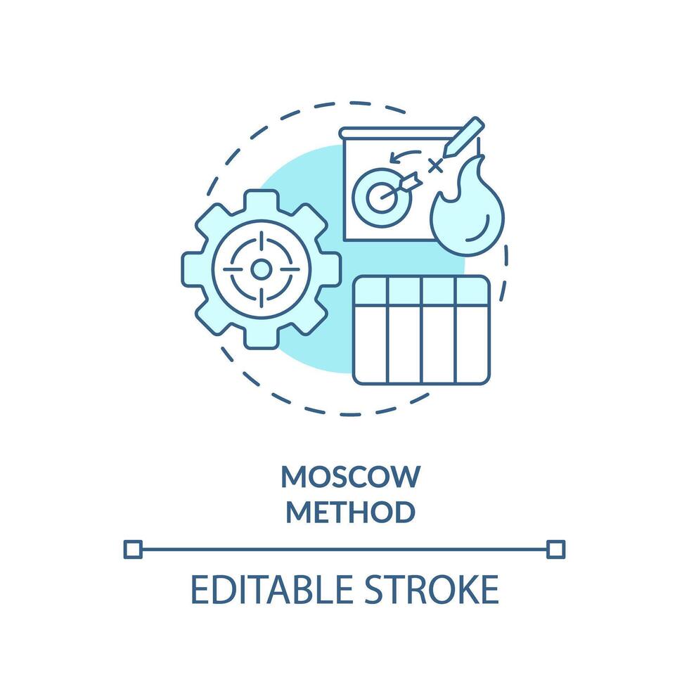 MoSCoW method soft blue concept icon. Task organization. Round shape line illustration. Abstract idea. Graphic design. Easy to use in infographic, promotional material, article, blog post vector