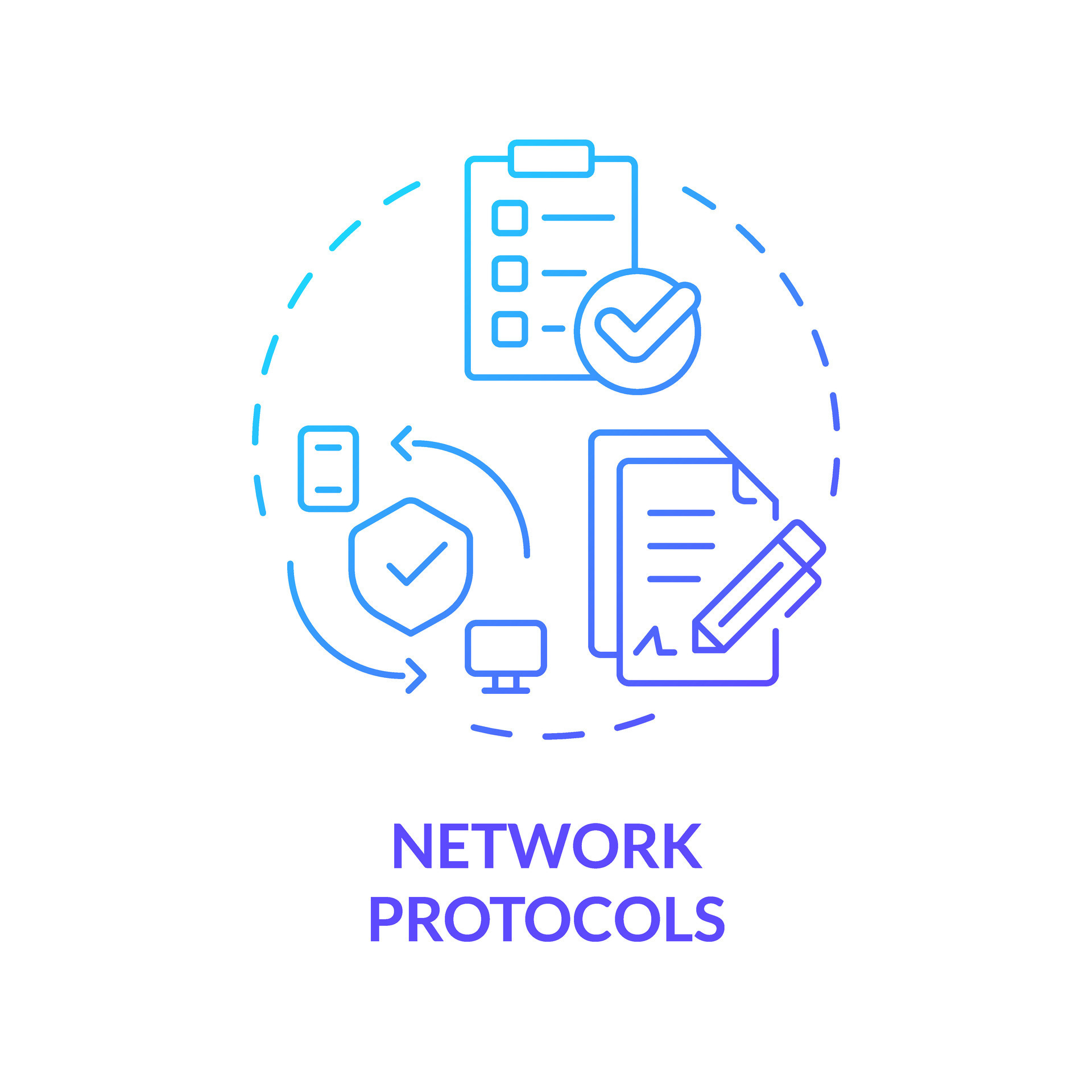 red protocolos azul degradado concepto icono. sistema administración ...