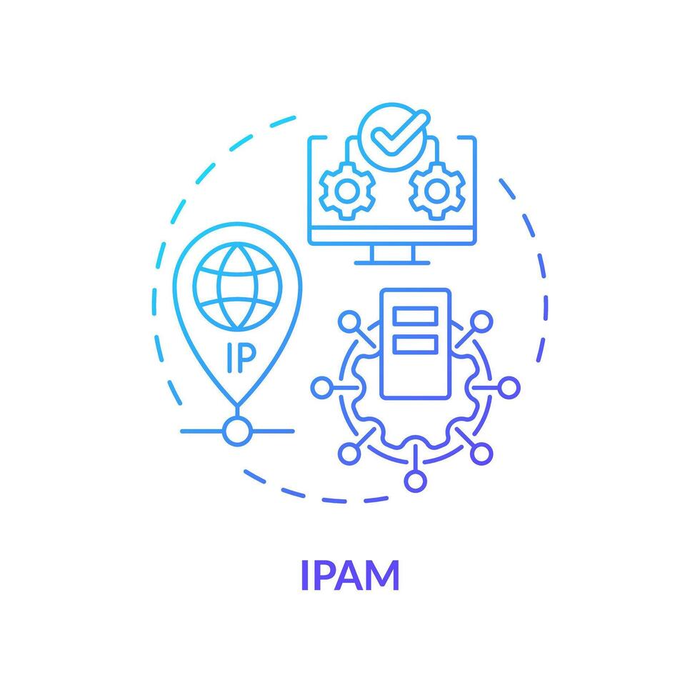 Ip management blue gradient concept icon. Network administration, web protocols. Internet infrastructure, data transferring. Round shape line illustration. Abstract idea. Graphic design. Easy to use vector