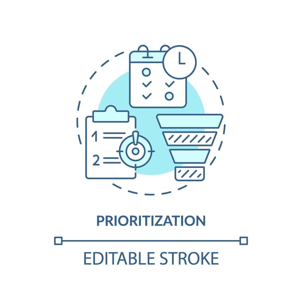 Prioritization soft blue concept icon. Task management, productivity. Round shape line illustration. Abstract idea. Graphic design. Easy to use in infographic, promotional material, article vector
