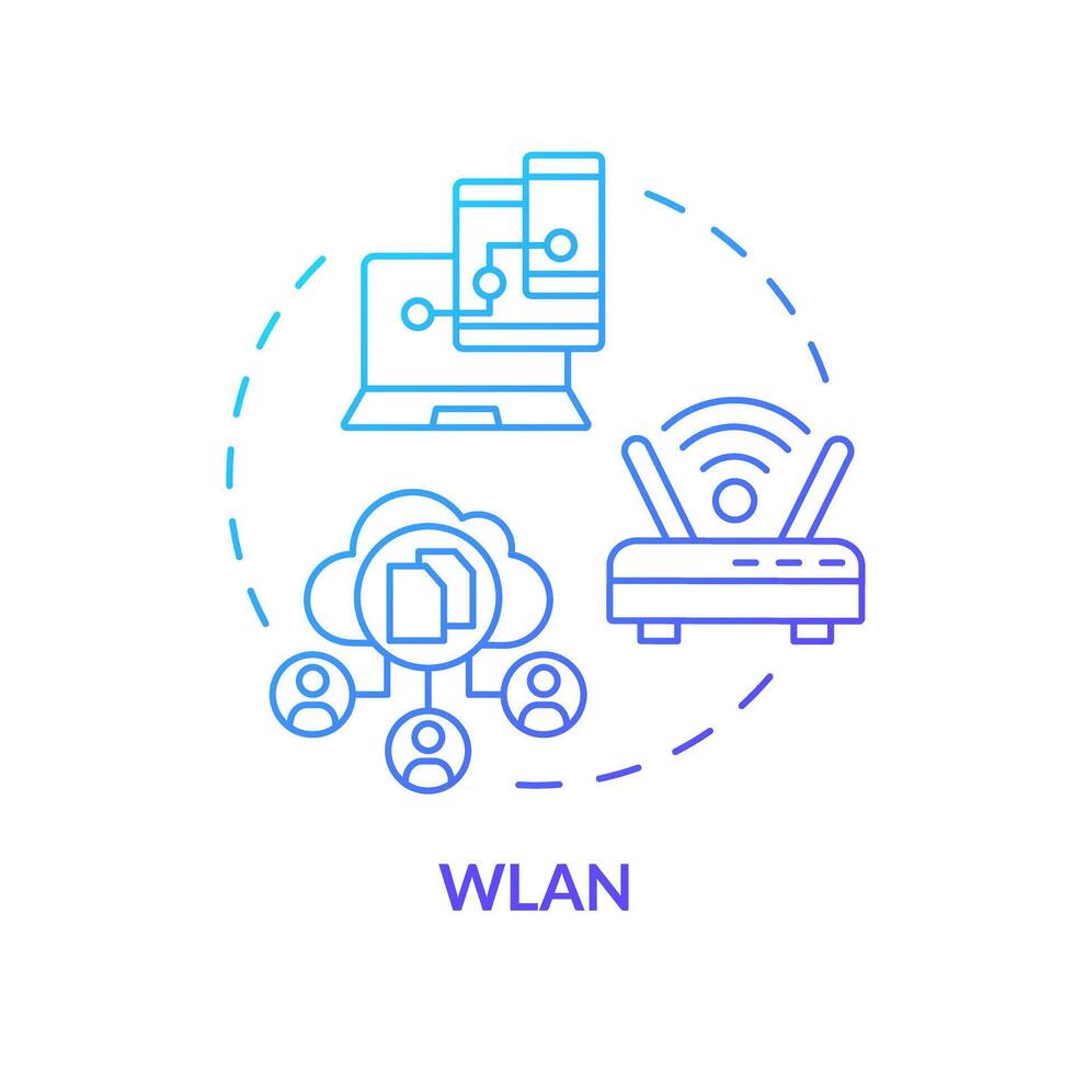 Wireless connection type blue gradient concept icon. Internet communication technology. Cloud computing administration. Round shape line illustration. Abstract idea. Graphic design. Easy to use vector