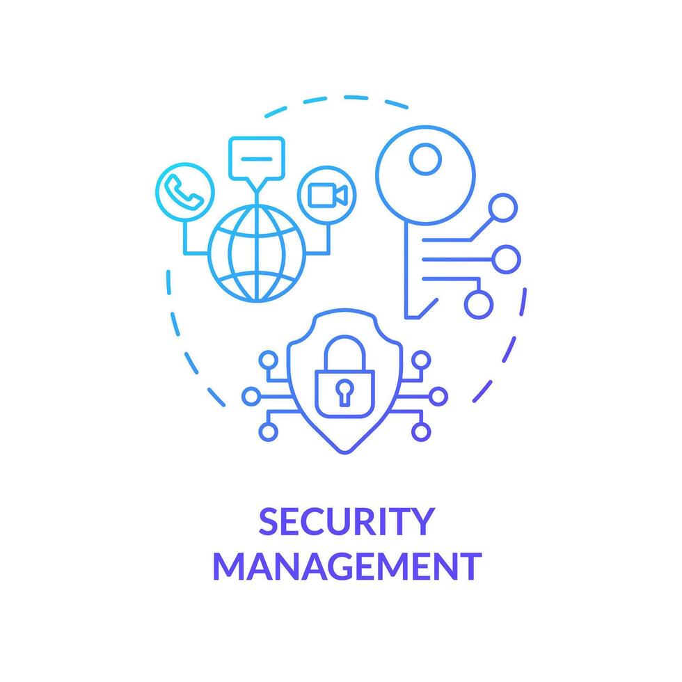 Security management blue gradient concept icon. Internet infrastructure administration. Intrusion detection monitoring. Round shape line illustration. Abstract idea. Graphic design. Easy to use vector