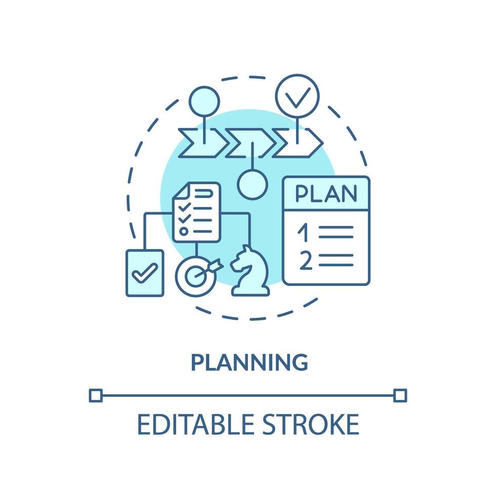 Planning soft blue concept icon. Time organization. Round shape line illustration. Abstract idea. Graphic design. Easy to use in infographic, promotional material, article, blog post vector