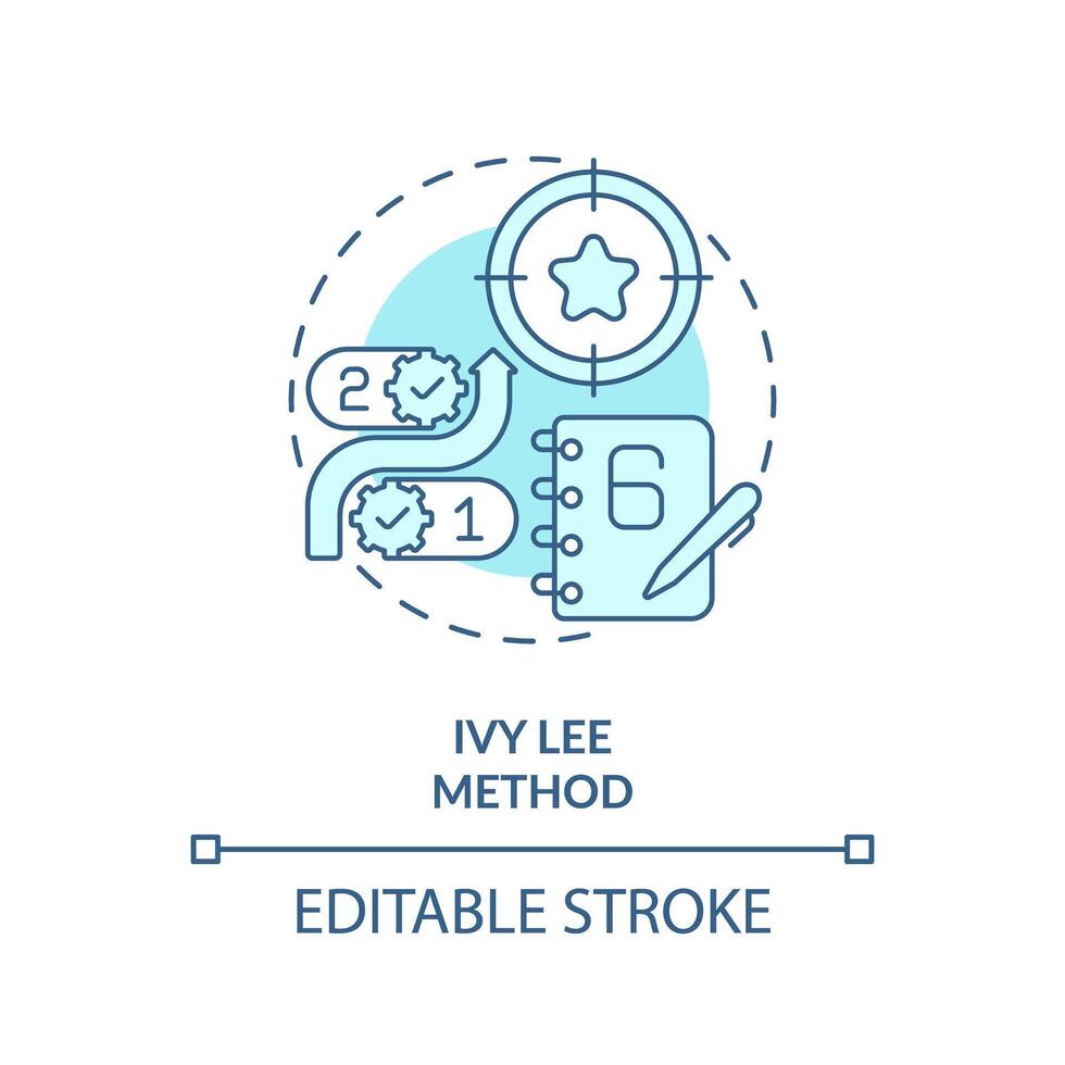 Ivy Lee method soft blue concept icon. Time management. Round shape line illustration. Abstract idea. Graphic design. Easy to use in infographic, promotional material, article, blog post vector