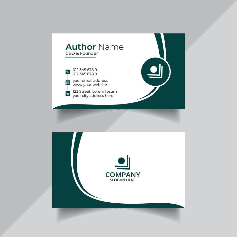 Vector clean style green color business card template design or visiting card
