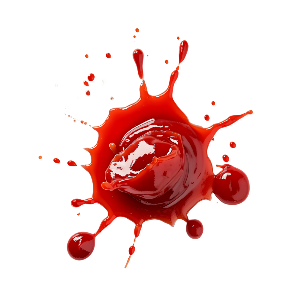 AI generated Transparent Ketchup Splashes Set png