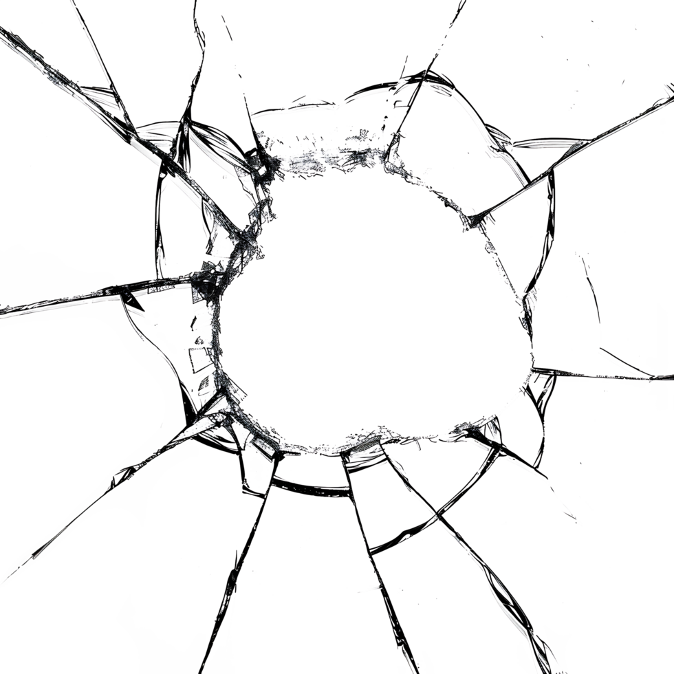 AI generated Clear Cracked Glass and Hole Clipart png