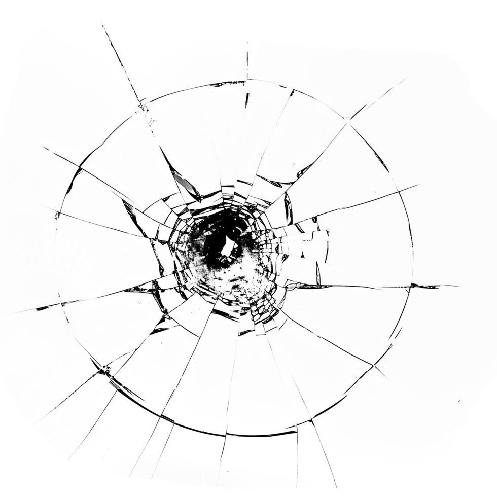 AI generated Broken and Cracked Window on Clear Background png