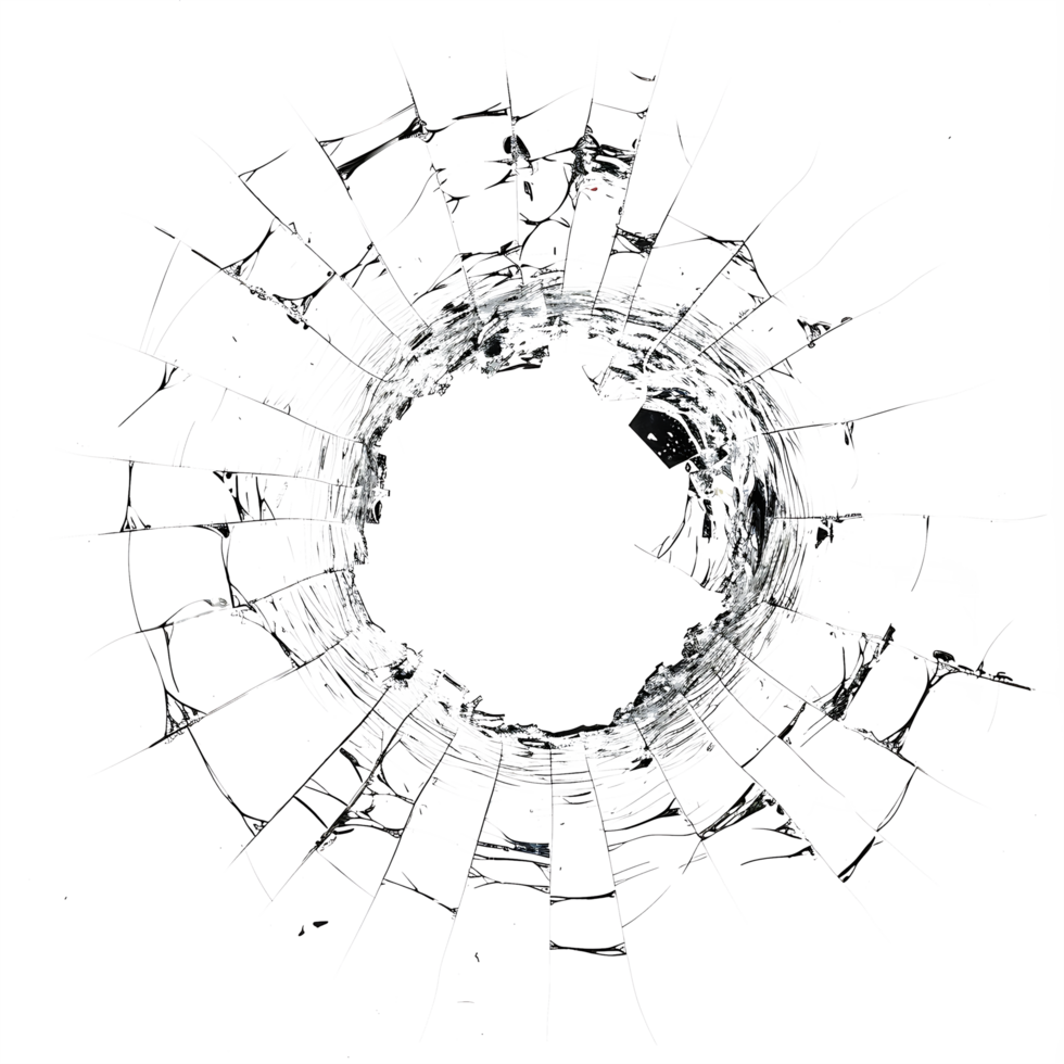 AI generated Clear Cracked Glass with Hole on Background png