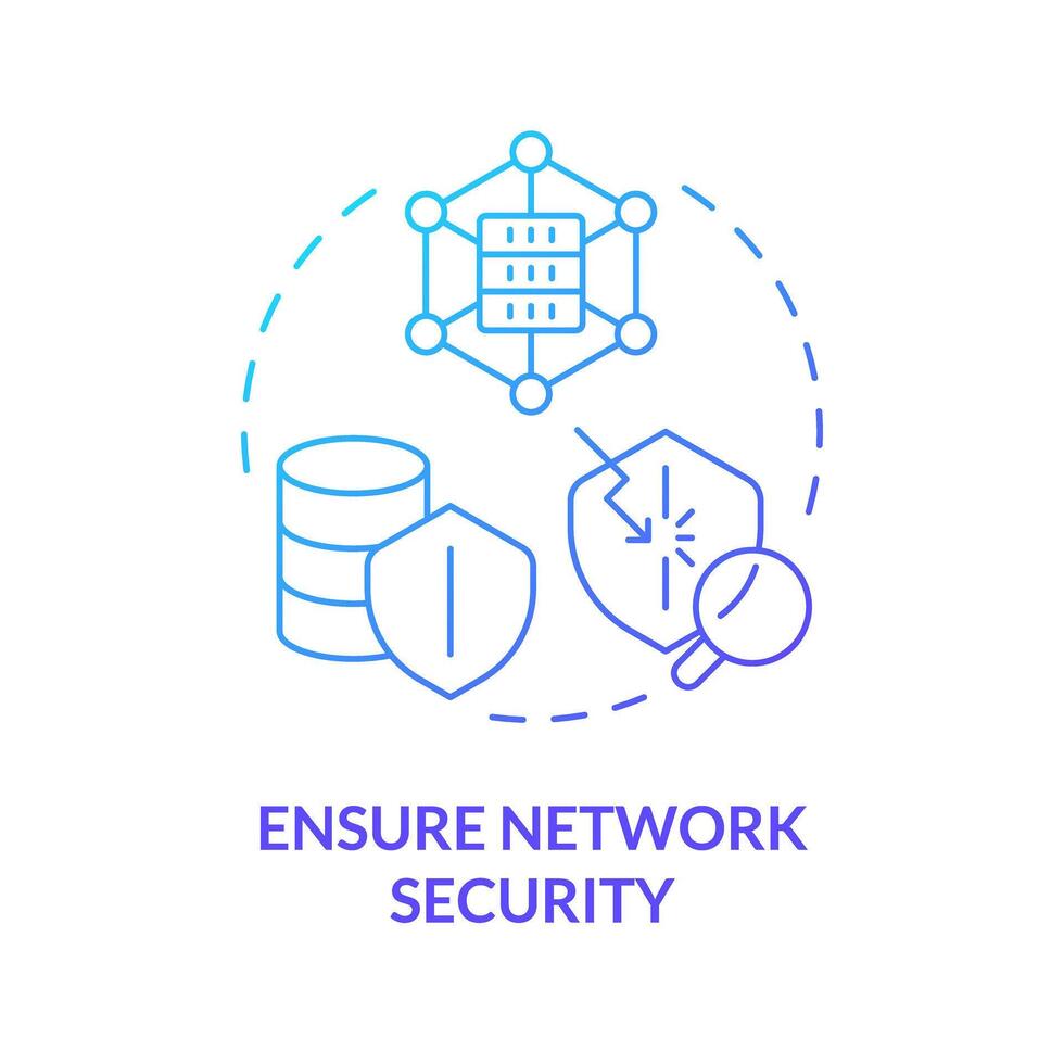 Network security blue gradient concept icon. Data encryption, privacy. Vulnerability protection, assessment risk. Round shape line illustration. Abstract idea. Graphic design. Easy to use vector