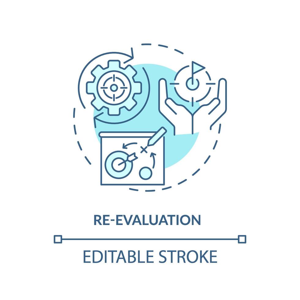 actuación evaluación suave azul concepto icono. recurso control. redondo forma línea ilustración. resumen idea. gráfico diseño. fácil a utilizar en infografía, promocional material, artículo, Blog enviar vector