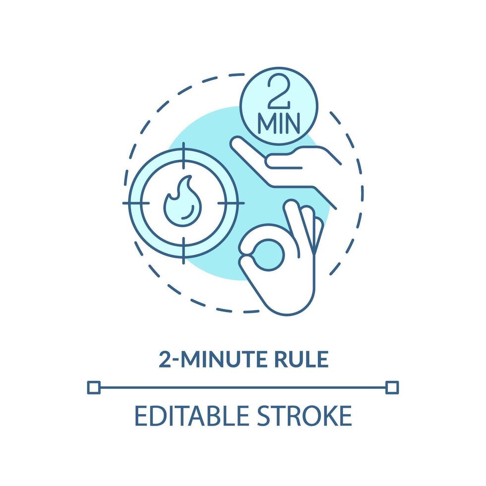 2 minute rule soft blue concept icon. Task management. Round shape line illustration. Abstract idea. Graphic design. Easy to use in infographic, promotional material, article, blog post vector