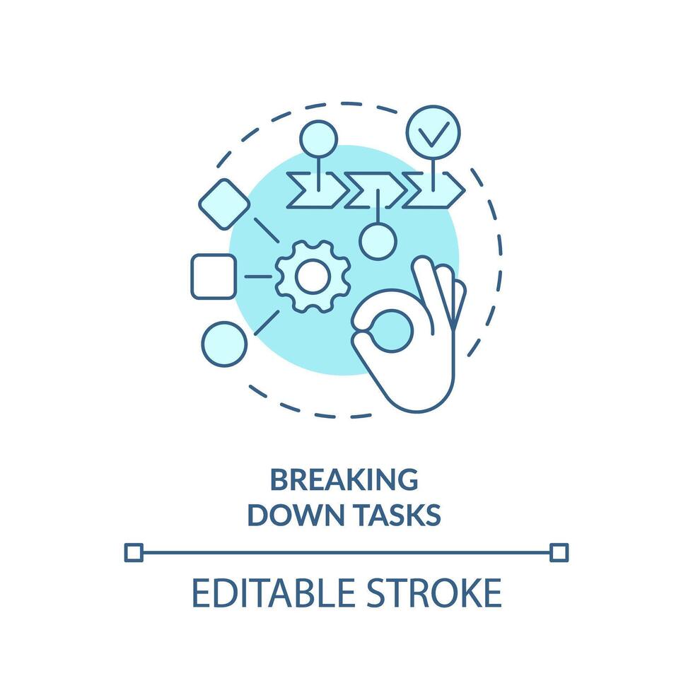 Breaking down tasks soft blue concept icon. Focus control. Round shape line illustration. Abstract idea. Graphic design. Easy to use in infographic, promotional material, article, blog post vector