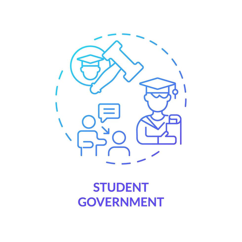 2D gradient student government icon, creative isolated vector, thin line illustration representing extracurricular activities. vector