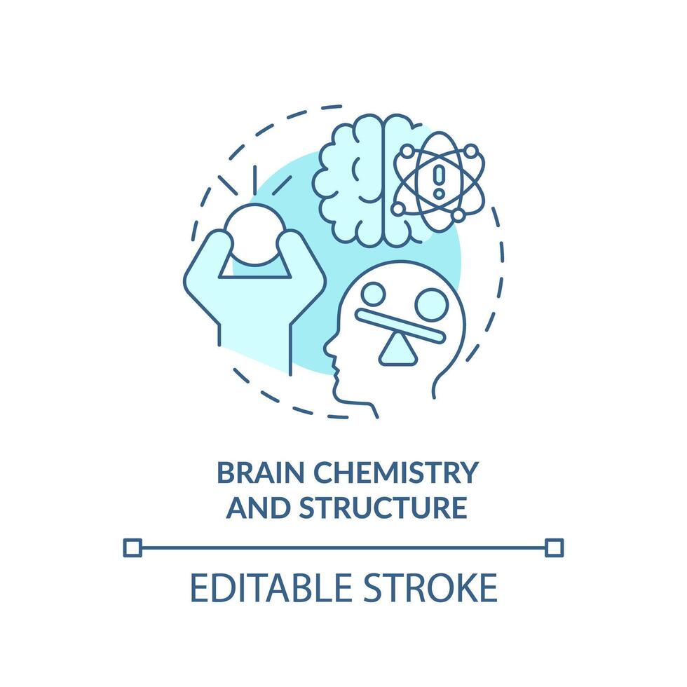 Brain chemistry and structure soft blue concept icon. Nervous system. Round shape line illustration. Abstract idea. Graphic design. Easy to use in infographic, presentation, brochure, booklet vector