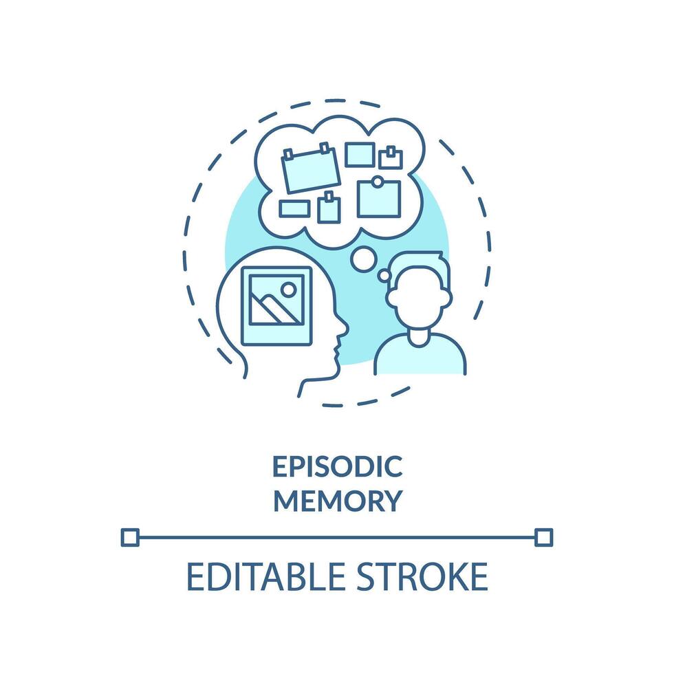 Episodic memory, adhd soft blue concept icon. Brain processing issues. Round shape line illustration. Abstract idea. Graphic design. Easy to use in infographic, presentation, brochure, booklet vector