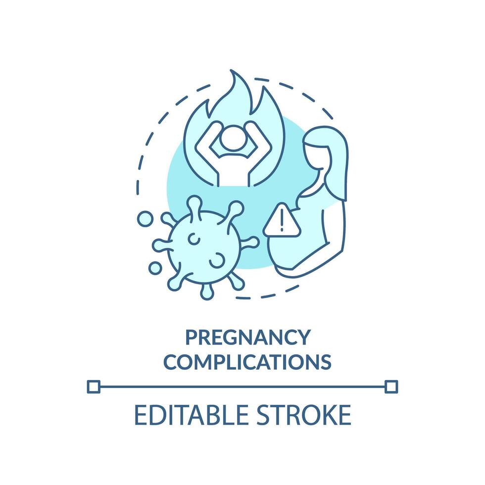 Pregnancy complications soft blue concept icon. Fetal health, gynecology. Round shape line illustration. Abstract idea. Graphic design. Easy to use in infographic, presentation, brochure, booklet vector