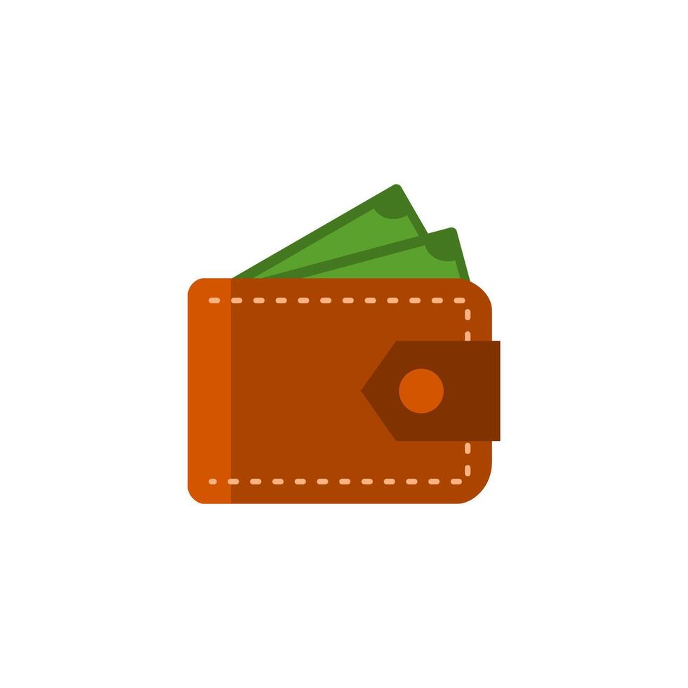 Wallet Icon Flat Design Style. Simple Web and Mobile Vector. Perfect Interface Illustration Symbol. vector