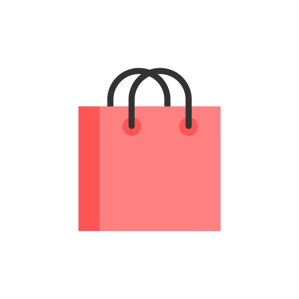 Paper Shopping Bag Icon Flat Design Style. Simple Web and Mobile Vector. Perfect Interface Illustration Symbol. vector