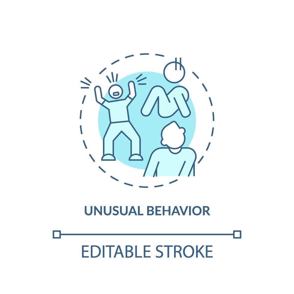 Unusual, abnormal behaviour soft blue concept icon. Social issues. Round shape line illustration. Abstract idea. Graphic design. Easy to use in infographic, presentation, brochure, booklet vector