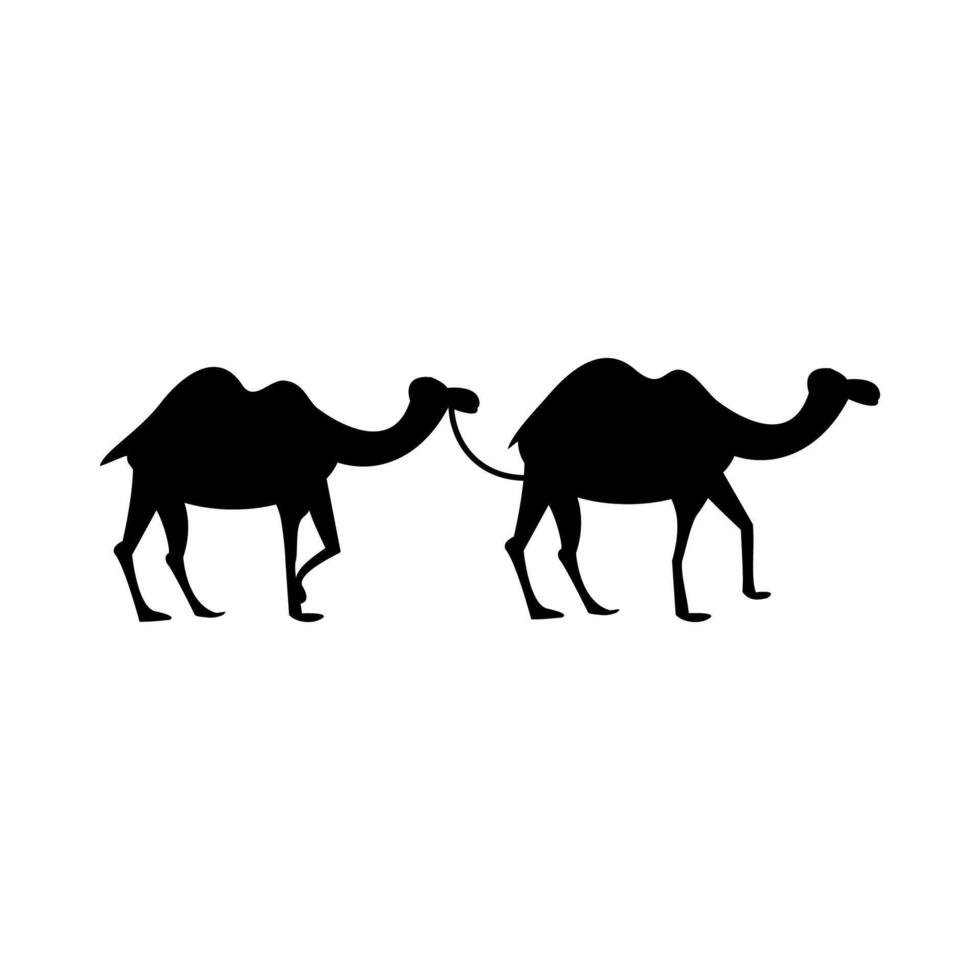 Camel Solid Design Style Icon. Simple Arabic Desert Animal Vector Illustration.