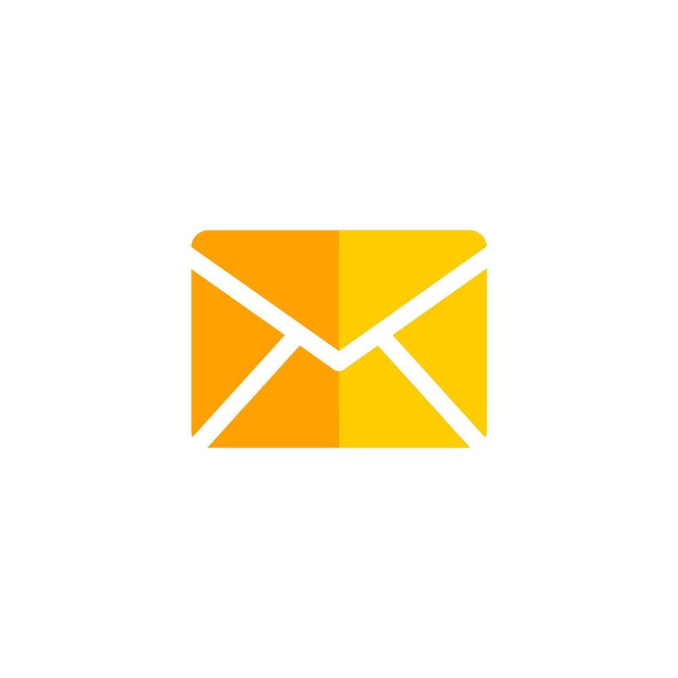 Yellow Mail Envelope Icon Flat Design Style. Simple Web and Mobile Vector. Perfect Interface Illustration Symbol. vector