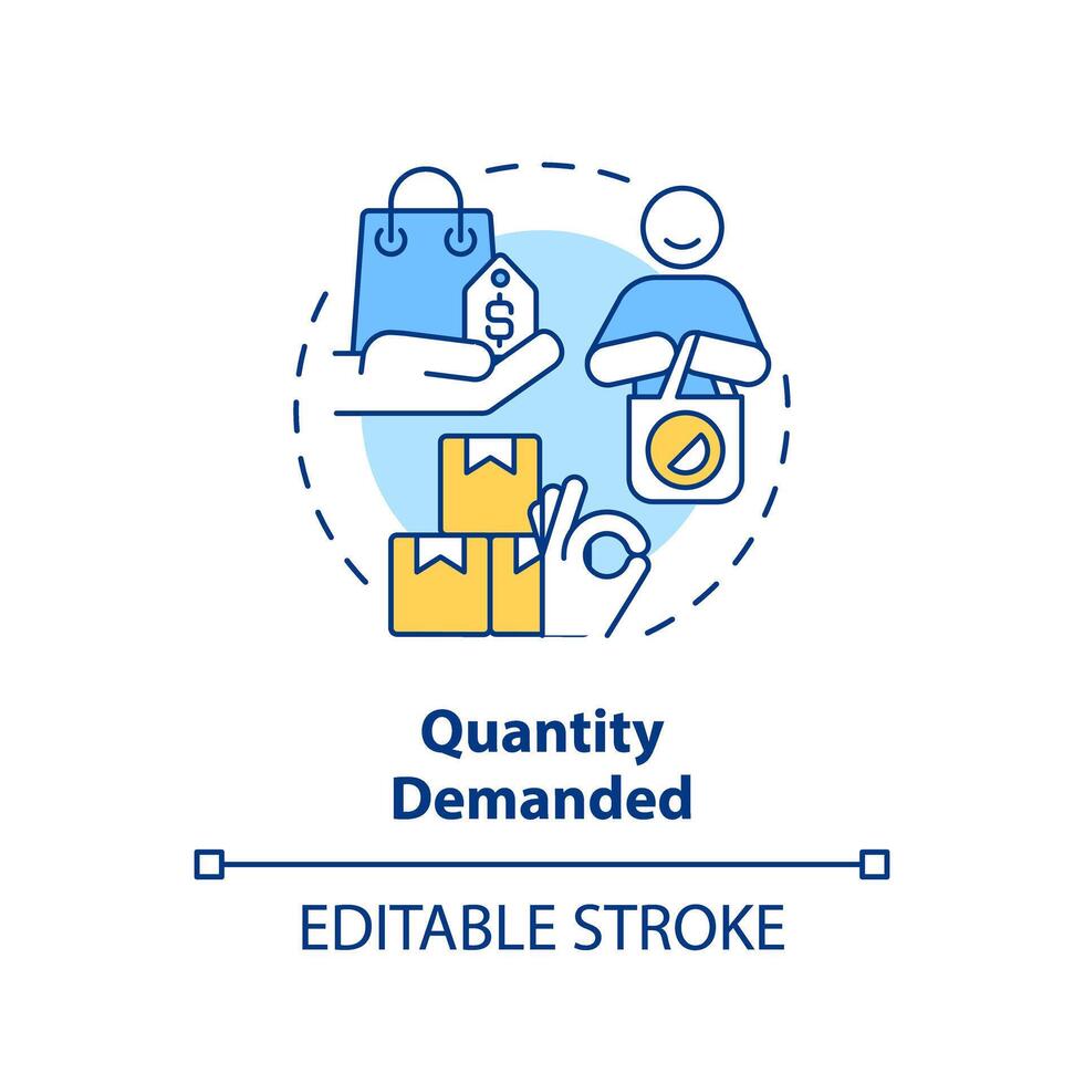 Quantity demanded multi color concept icon. Amount of products. Consumers buying. Round shape line illustration. Abstract idea. Graphic design. Easy to use in brochure marketing vector