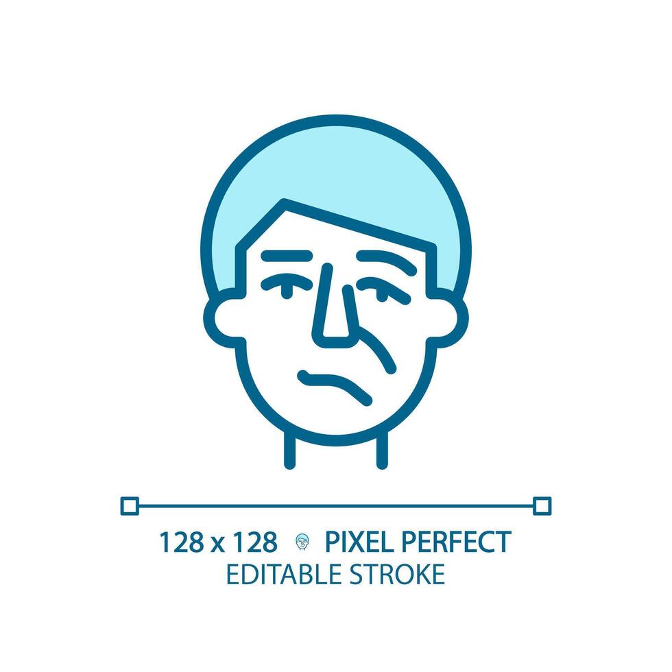 Facial nerve paralysis light blue icon. Bells palsy. Neurological medical condition. Injury recovery. RGB color sign. Simple design. Web symbol. Contour line. Flat illustration. Isolated object vector