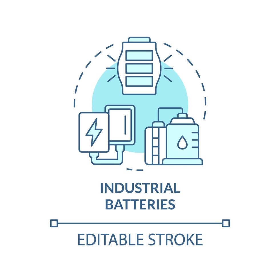 Industrial batteries soft blue concept icon. Processing industries. Charging evolution. High energy density. Round shape line illustration. Abstract idea. Graphic design. Easy to use in brochure vector