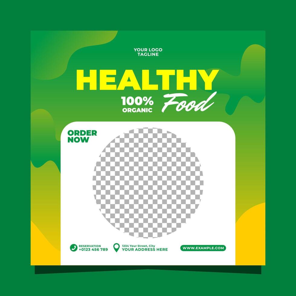 Healthy food social media banner post vector template