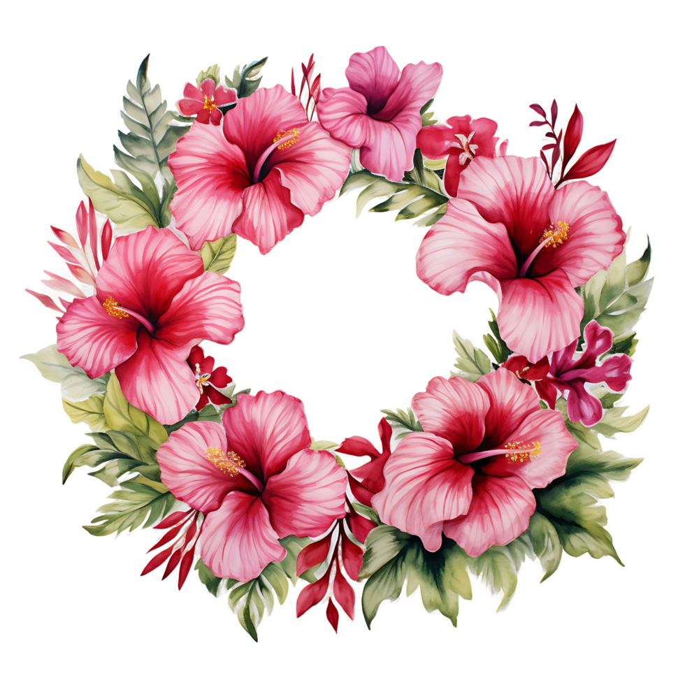 ai gegenereerd etherisch waterverf clip art van een hibiscus boeket png