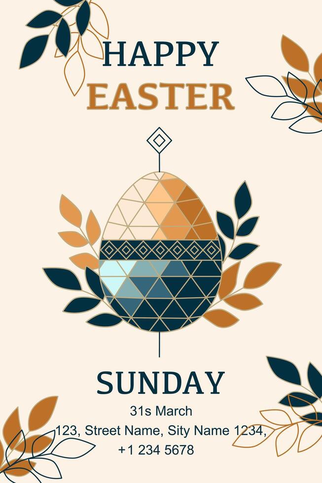 Easter poster and banner template. Greetings and presents for Easter Day. Easter egg. vector