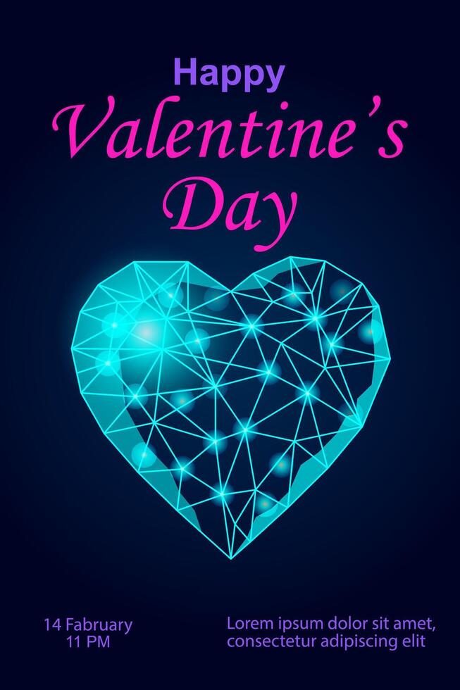 Flyer, banner, poster or invitation design. Valentine's day celebration. Vector illustration.