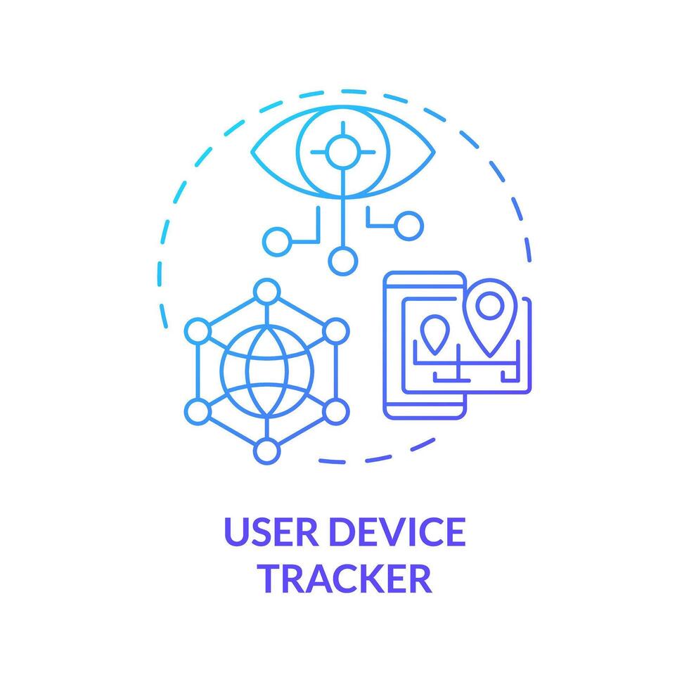 Digital tracking blue gradient concept icon. Device management, security protocols. Vulnerability assessment, cybersecurity. Round shape line illustration. Abstract idea. Graphic design. Easy to use vector