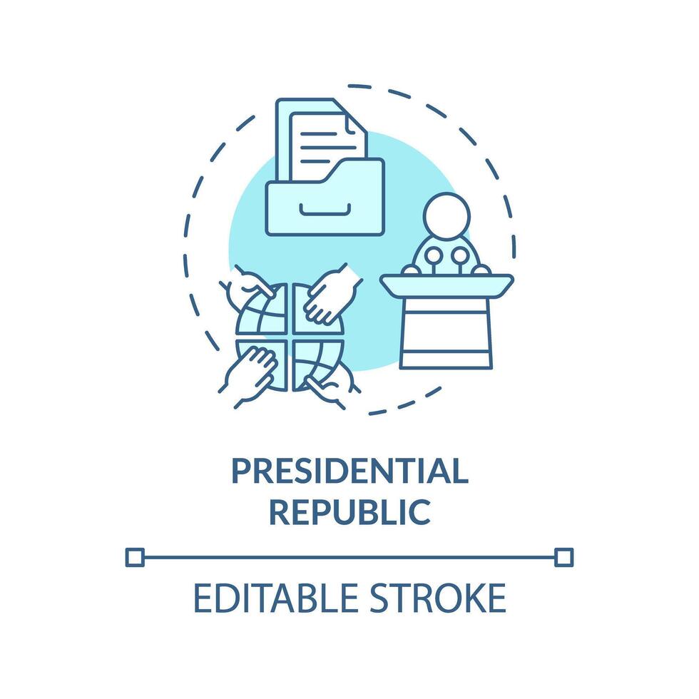 Presidential republic soft blue concept icon. Branches government, constitution authority. Democratic ballot system. Round shape line illustration. Abstract idea. Graphic design. Easy to use vector