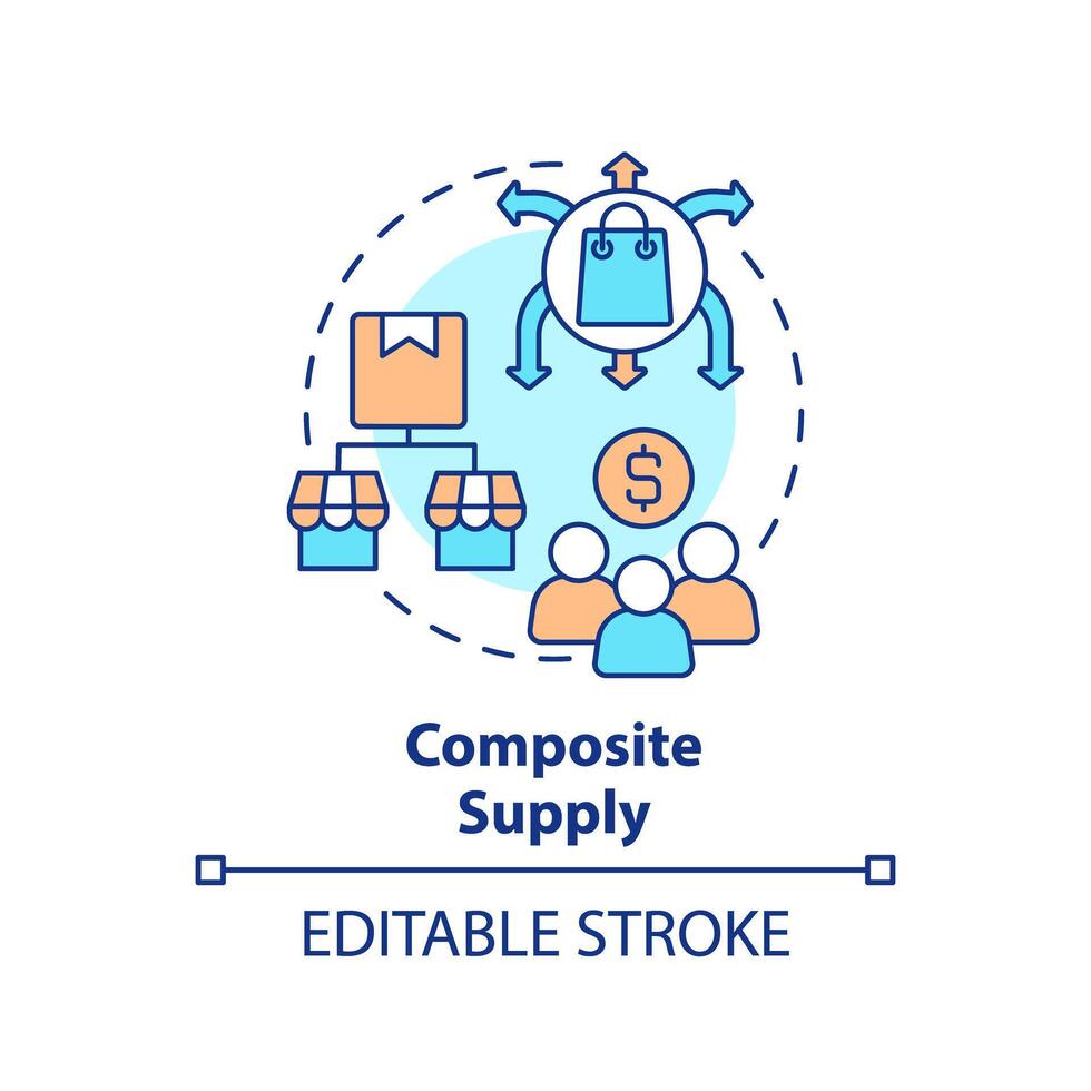 Composite supply multi color concept icon. Composite supply product for various uses. Round shape line illustration. Abstract idea. Graphic design. Easy to use in brochure marketing vector