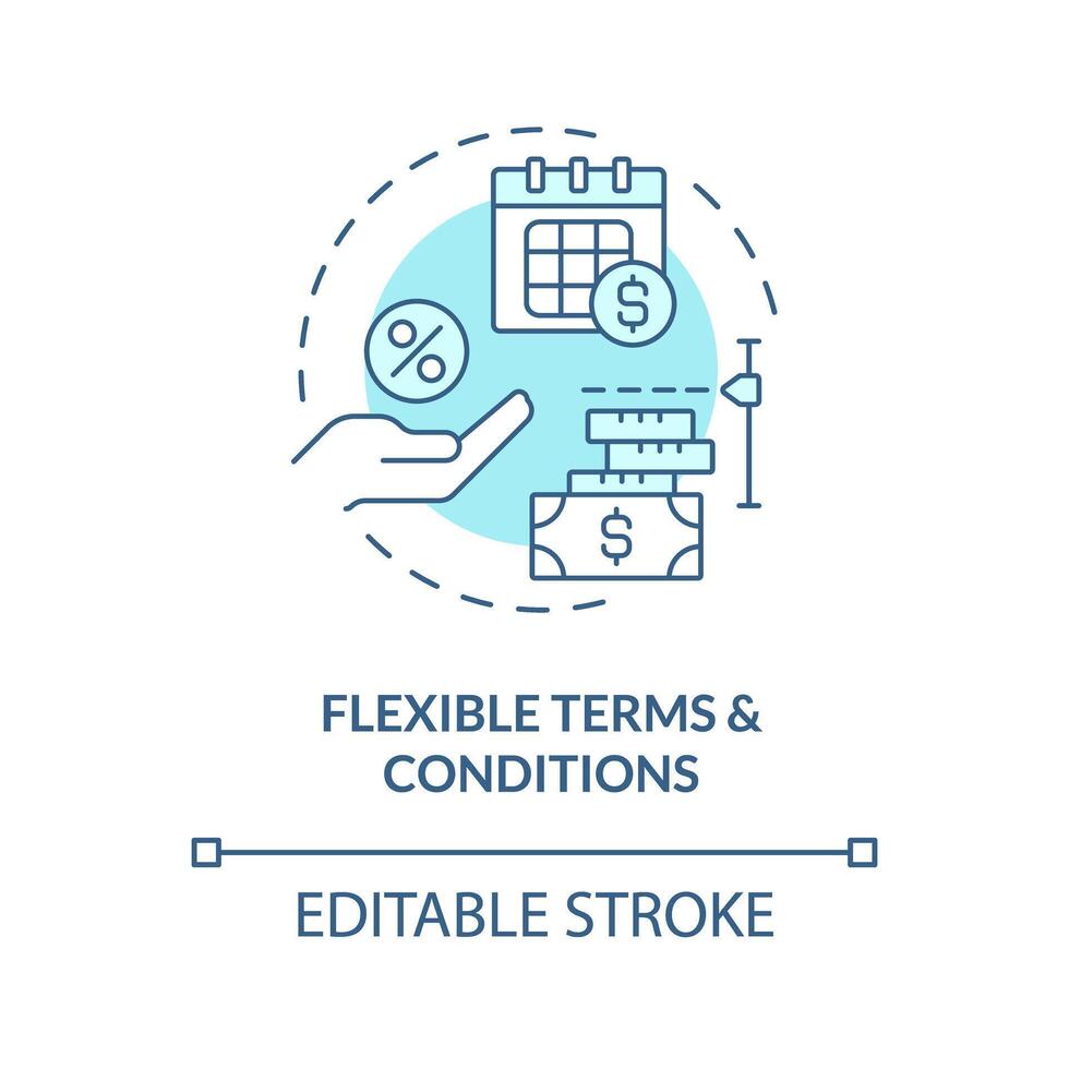 Flexible terms and conditions soft blue concept icon. Loan amounts and repayment schedules. Round shape line illustration. Abstract idea. Graphic design. Easy to use in marketing vector