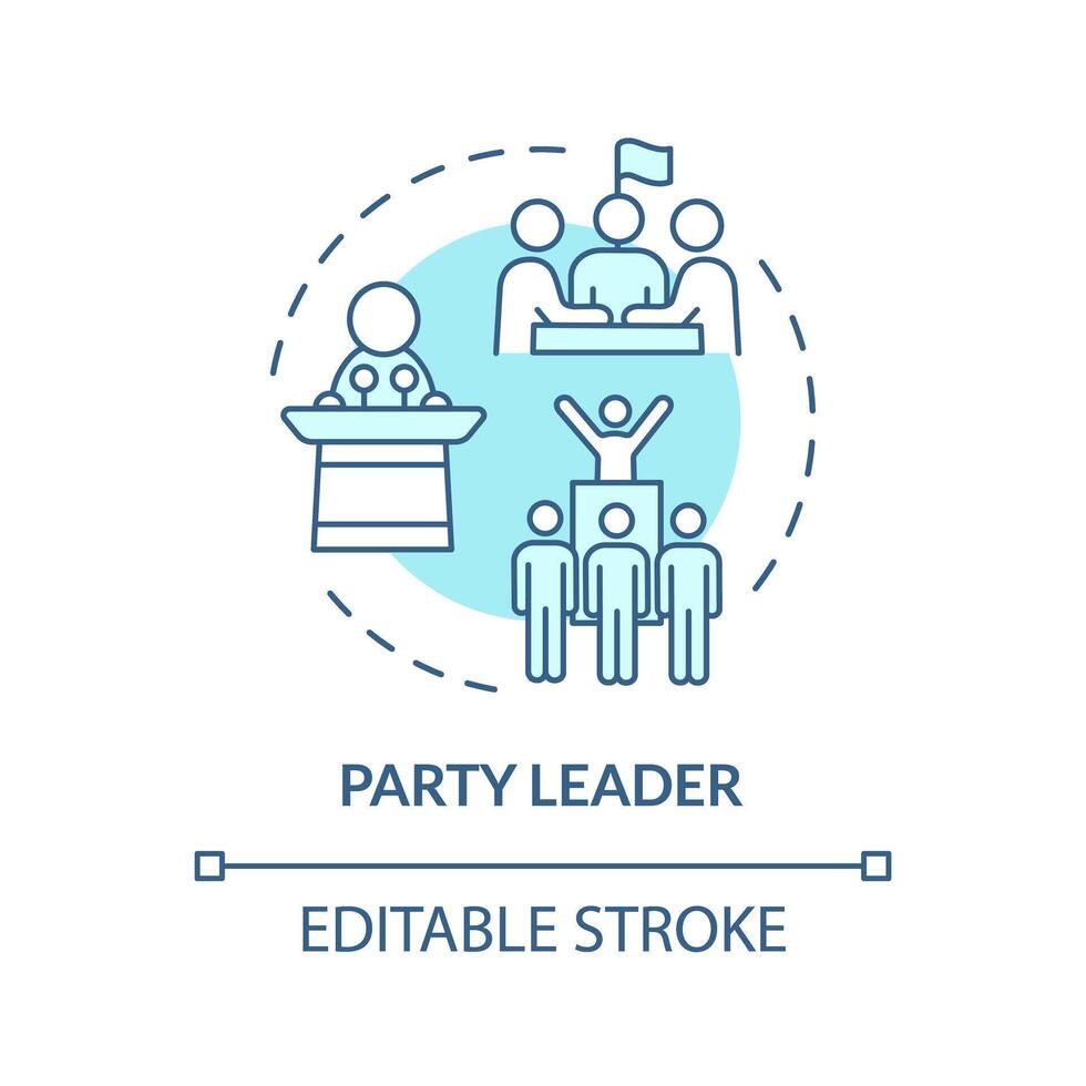 Party leader soft blue concept icon. Federal government structure. Government branch. Public sector politics. Round shape line illustration. Abstract idea. Graphic design. Easy to use vector