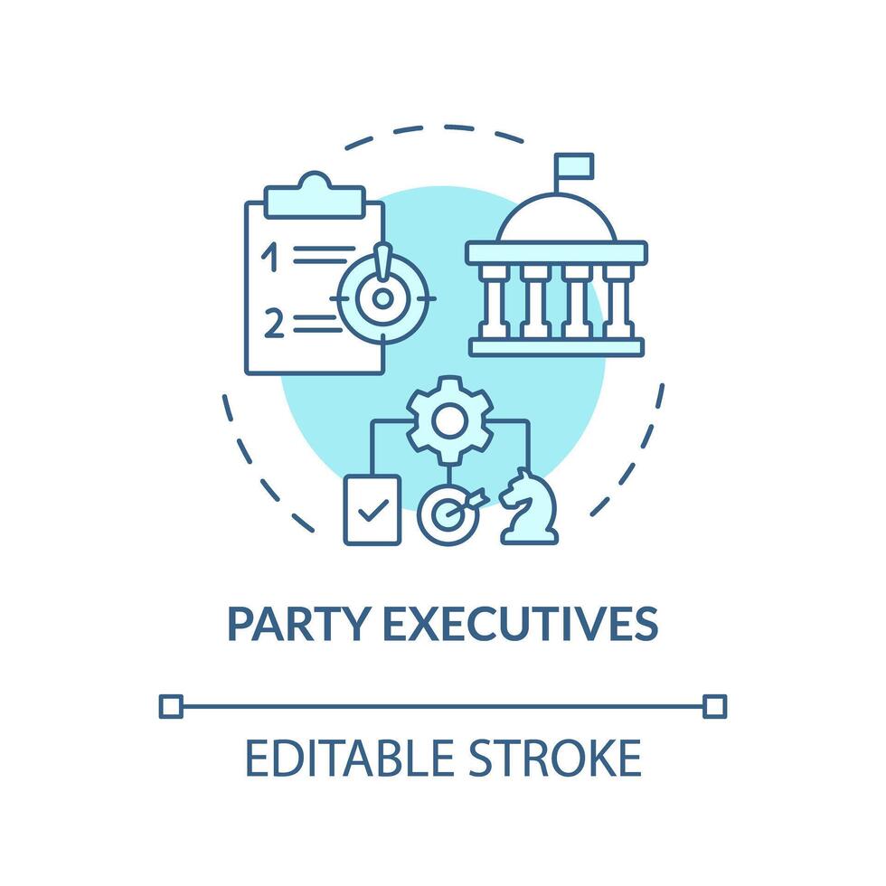 Political party executives soft blue concept icon. Public sector politics. Constitution authority, federal government. Round shape line illustration. Abstract idea. Graphic design. Easy to use vector