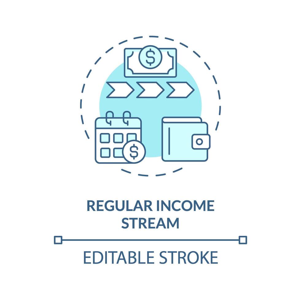 Regular income stream soft blue concept icon. Monthly interest payments from borrowers. Investment. Round shape line illustration. Abstract idea. Graphic design. Easy to use in marketing vector